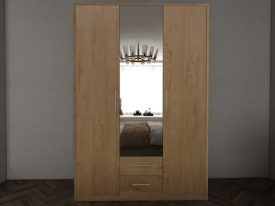 swindon oak 3 door 2 drawer Wardrobe 120cm