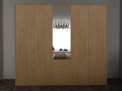 swindon Oak 5 door 3 drawer Wardrobe