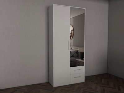 swindon White 2 door 2 drawer Wardrobe