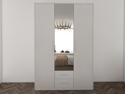 swindon White 3 door 2 drawer Wardrobe 120cm