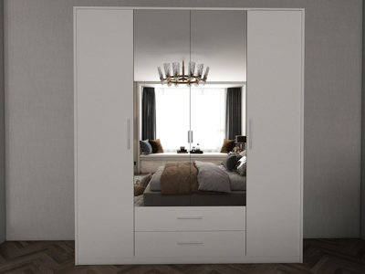 swindon White 4 door 2 drawer Wardrobe