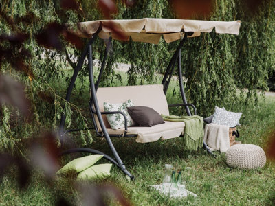 Swing 3 Seater Polyester Sand Beige TEMPLE