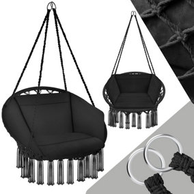 Swing Chair Grazia - seat and back cushions, stable, durable hanging chair - black - 1