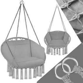 Swing Chair Grazia - seat and back cushions, stable, durable hanging chair - grey - 1