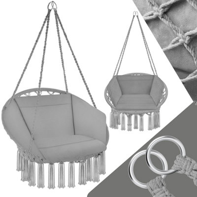 Swing Chair Grazia - seat and back cushions, stable, durable hanging chair - grey