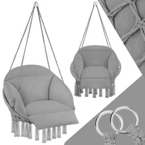 Swing Chair Samira - thick seat cushion, stable ropes for hanging indoor or outdoor - grey - 1
