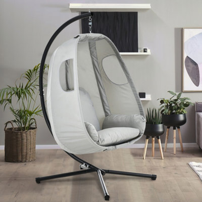 Swing egg chair Hanging Swing Chair with X type Hammock Chair Stand Set Indoor Outdoor Hammock Chair with Cushion Light Grey
