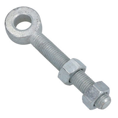Swing Gate Long Eye Bolts Hinge + Nuts Adjustable Zinc Plated 16 x 100mm 1pc