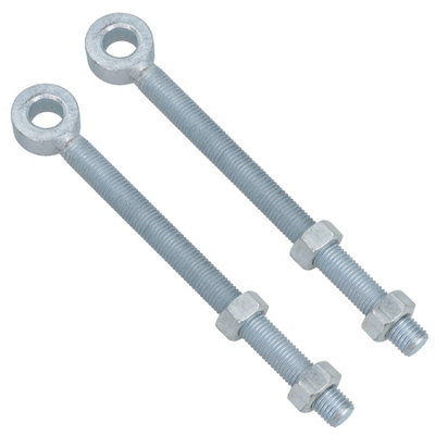 Swing Gate Long Eye Bolts Hinge + Nuts Adjustable Zinc Plated 16 x 200mm 2pc