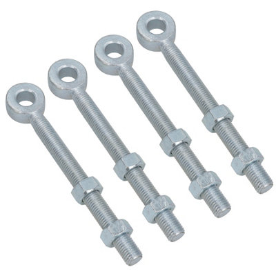 Swing Gate Long Eye Bolts Hinge + Nuts Adjustable Zinc Plated 20 x 150mm 4pc