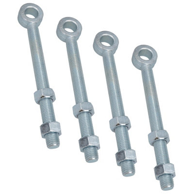 Swing Gate Long Eye Bolts Hinge + Nuts Adjustable Zinc Plated 24 x 250mm 4pc