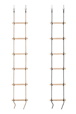 Swingan - 6 Steps Gymnastic Climbing Rope Ladder - Fully Assembled - Black Rope