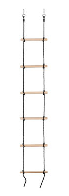 Swingan - 6 Steps Gymnastic Climbing Rope Ladder - Fully Assembled - Black Rope