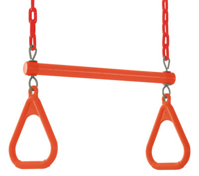 Swingan - Trapeze Swing Bar - Vinyl Coated Chain - Fully Assembled - Orange