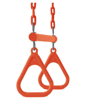 Swingan - Trapeze Swing Bar - Vinyl Coated Chain - Fully Assembled - Orange