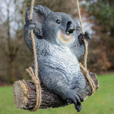 Swinging Koala On Log Rope Garden Ornament