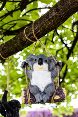 Swinging Koala On Log Rope Garden Ornament