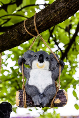 Swinging Koala On Log Rope Garden Ornament