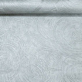 Swirl Metallic Silver Grey Concrete Effect Circles Textured Vinyl Wallpaper SALE