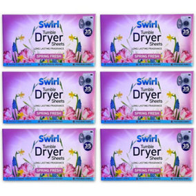 Swirl Tumble Dryer Sheet Spring Fresh Scent 35 Sheets x 6