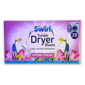 Swirl Tumble Dryer Sheet Spring Fresh Scent 35 Sheets