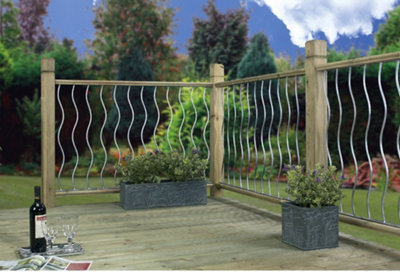 SWIRLE Metal Deck Decking Infill Fence Panel 280mm Wide x 770mm High (Pack of 2) DPSS
