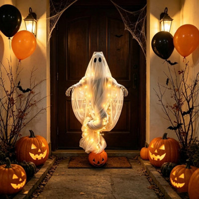 Swirling Ghost Pumpkin Yard Lamp, LED Light, Weather Resistant Outdoor ...