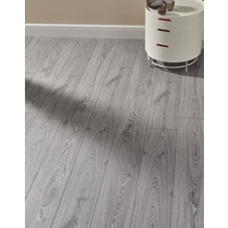 Swiss Krono Grey wood effect Laminate Flooring, 1.29m² Pack of 1