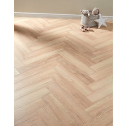 Swiss Krono Herringbone Natural Oak parquet effect Laminate Flooring, 1.23m² Pack of 1