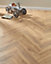 Swiss Krono Herringbone - Peterson Oak Nature 8mm Laminate Flooring. 1.23m² Pack