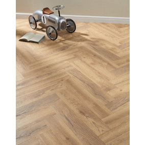 Swiss Krono Herringbone - Peterson Oak Nature 8mm Laminate Flooring. 1.23m² Pack