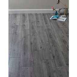 Swiss Krono Standard Plus Grey wood effect Laminate Flooring, 2.39m² Pack of 1