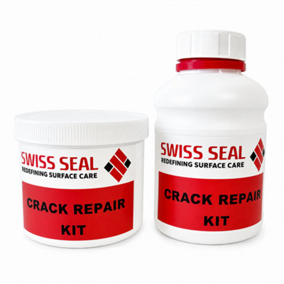 Swiss Seal 3 in 1 Concrete Care Kit Slate Grey Gloss Concrete Paint (Driveway & Patio Colour Sealer & Crack Repair)