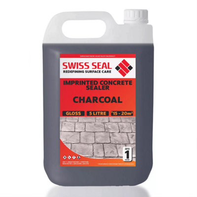 Swiss Seal Imprinted Concrete Colour Tinted Sealer Renovator Charcoal Black Gloss Concrete Paint With Anti-Slip 5 Litres