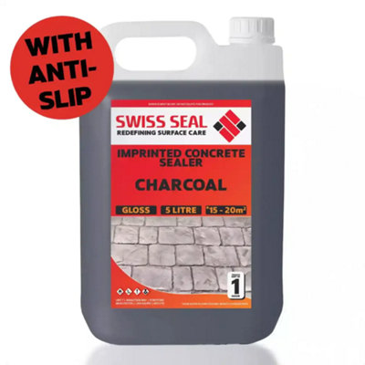 Swiss Seal Imprinted Concrete Colour Tinted Sealer Renovator Charcoal Black Gloss Concrete Paint With Anti-Slip 5 Litres