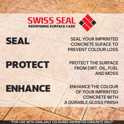 Swiss Seal Imprinted Concrete Colour Tinted Sealer Renovator Charcoal Black Gloss Concrete Paint With Anti-Slip 5 Litres