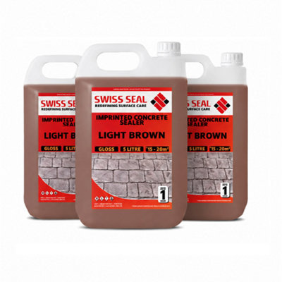 Swiss Seal Imprinted Concrete Colour Tinted Sealer Renovator Light Brown Gloss Concrete Paint With Anti-Slip 3 x 5L (15 Litres)