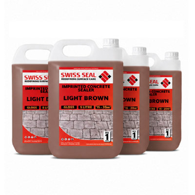Swiss Seal Imprinted Concrete Colour Tinted Sealer Renovator Light Brown Gloss Concrete Paint With Anti-Slip 4 x 5L (20 Litres)