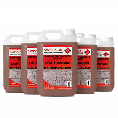 Swiss Seal Imprinted Concrete Colour Tinted Sealer Renovator Light Brown Gloss Concrete Paint With Anti-Slip 5 x 5L (25 Litres)