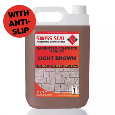Swiss Seal Imprinted Concrete Colour Tinted Sealer Renovator Light Brown Gloss Concrete Paint With Anti-Slip 5 x 5L (25 Litres)