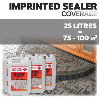 Swiss Seal Imprinted Concrete Colour Tinted Sealer Renovator Slate Grey Gloss Concrete Paint With Anti-Slip 4 x 5L (20 Litres)