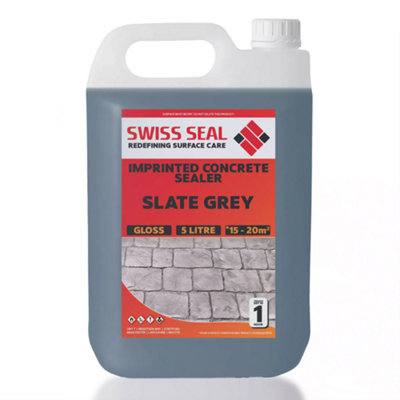 Swiss Seal Imprinted Concrete Colour Tinted Sealer Renovator Slate Grey Gloss Concrete Paint With Anti-Slip 5 Litres