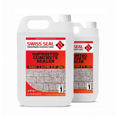 Swiss Seal Imprinted Concrete Sealer, Renovator Clear Gloss With Anti-Slip, 5 Litres for Driveway & Patio 2 x 5L (10 Litres)