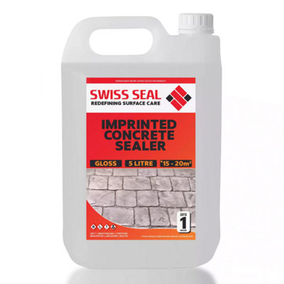 Swiss Seal Imprinted Concrete Sealer, Renovator Clear Gloss With Anti-Slip, 5 Litres for Driveway & Patio