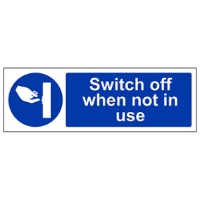 Switch Off When Not In Use Machine Sign Adhesive Vinyl 300x100mm (x3)