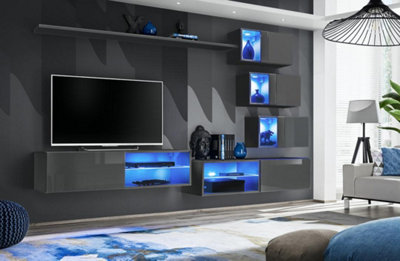 Switch XXIV Graphite Gloss Wall Entertainment Unit for TVs up to 49 ...