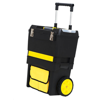 SwitZer 2 in 1 Rolling Toolbox on Wheels, Stackable Tool Box with Pull ...