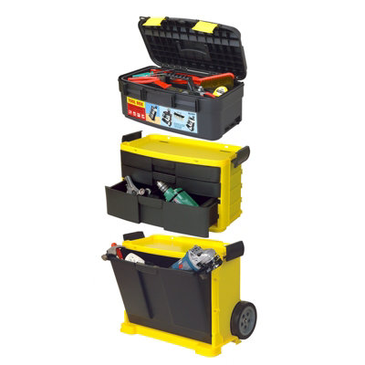 SwitZer 3-in-1 Rolling Stackable Toolbox with Wheels, Telescopic Pull ...