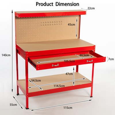 Switzer Garage Steel Storage Tool Workbench Workshop DIY Table W ...