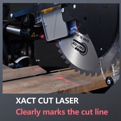 SwitZer Mitre Saw 12" Compound Sliding 1800W Double Bevel Cut with Laser Blade